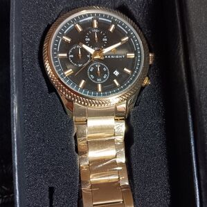 Gold and Black Chronograph Watch